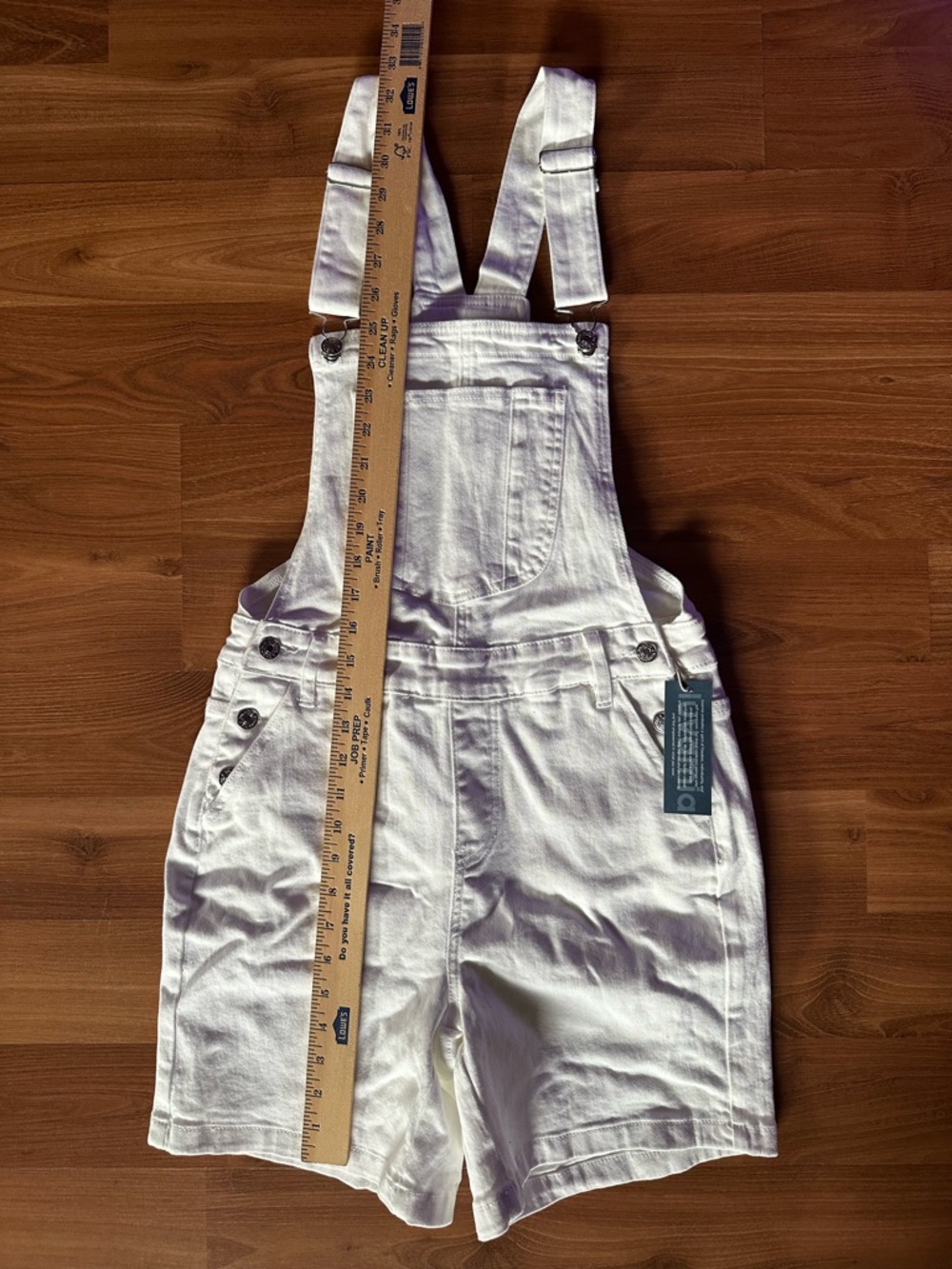 🆕 White Women's Denim Short Overalls - Picture 2 of 7